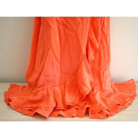 Rebecca Taylor Women's Sz 0 Coral Sleeveless Ruffle Knee Length Silk Dress $115 - Picture 5 of 10